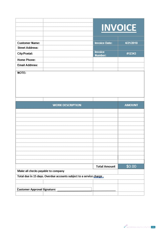 Download Basic Service Invoice Template Photoshop template
